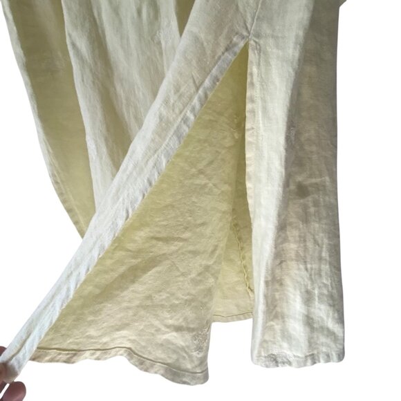 Kiko Sleeveless Linen Maxi Dress Women M Floral Embroidery Button-Back Yellow - Picture 8 of 10